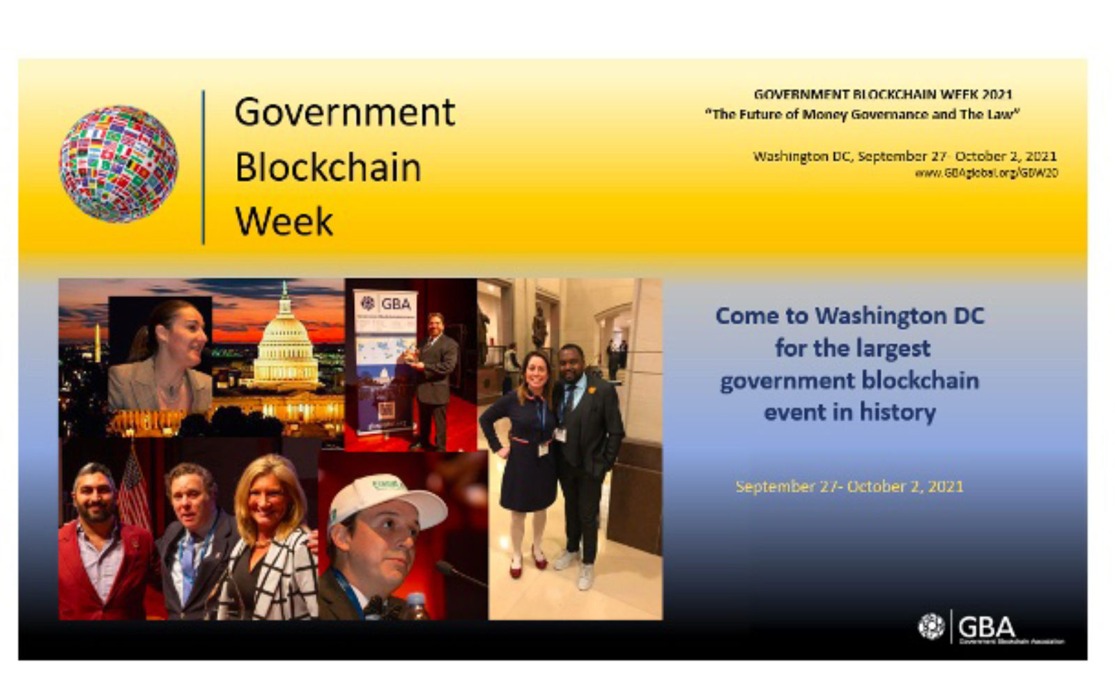 Government Blockchain Week set for six days in Washington, DC, starting 27 September
