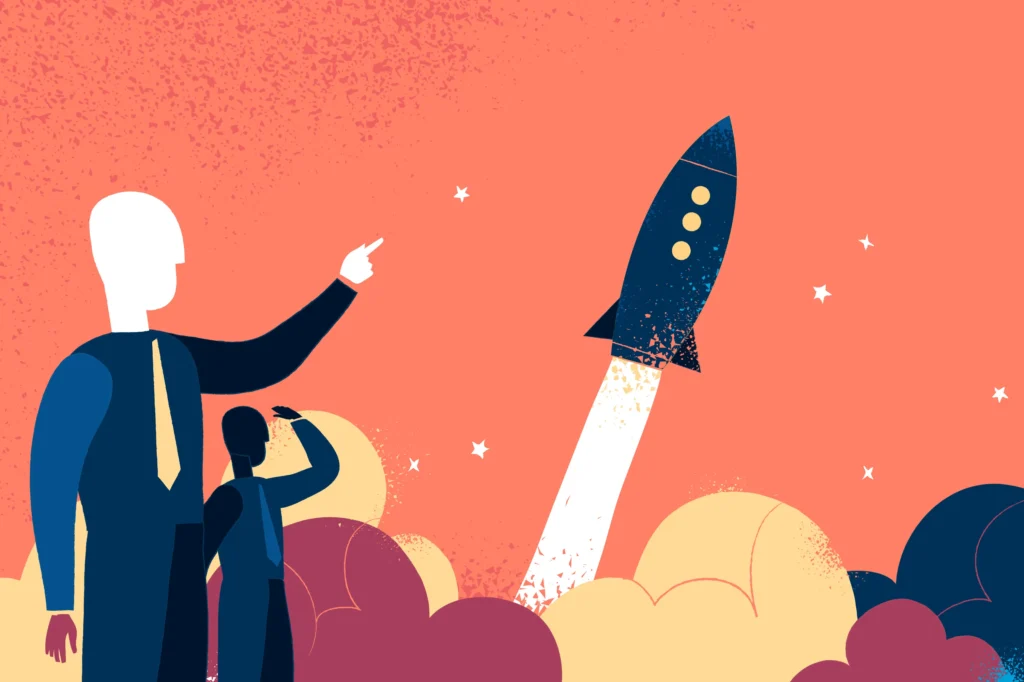 takeoff, rocket launching graphic design